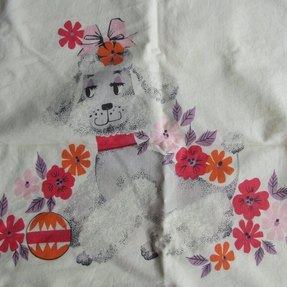 Vintage CANNON Double Printed Cotton Pillowcase - Poodle, Mouse - Picture 3 of 7